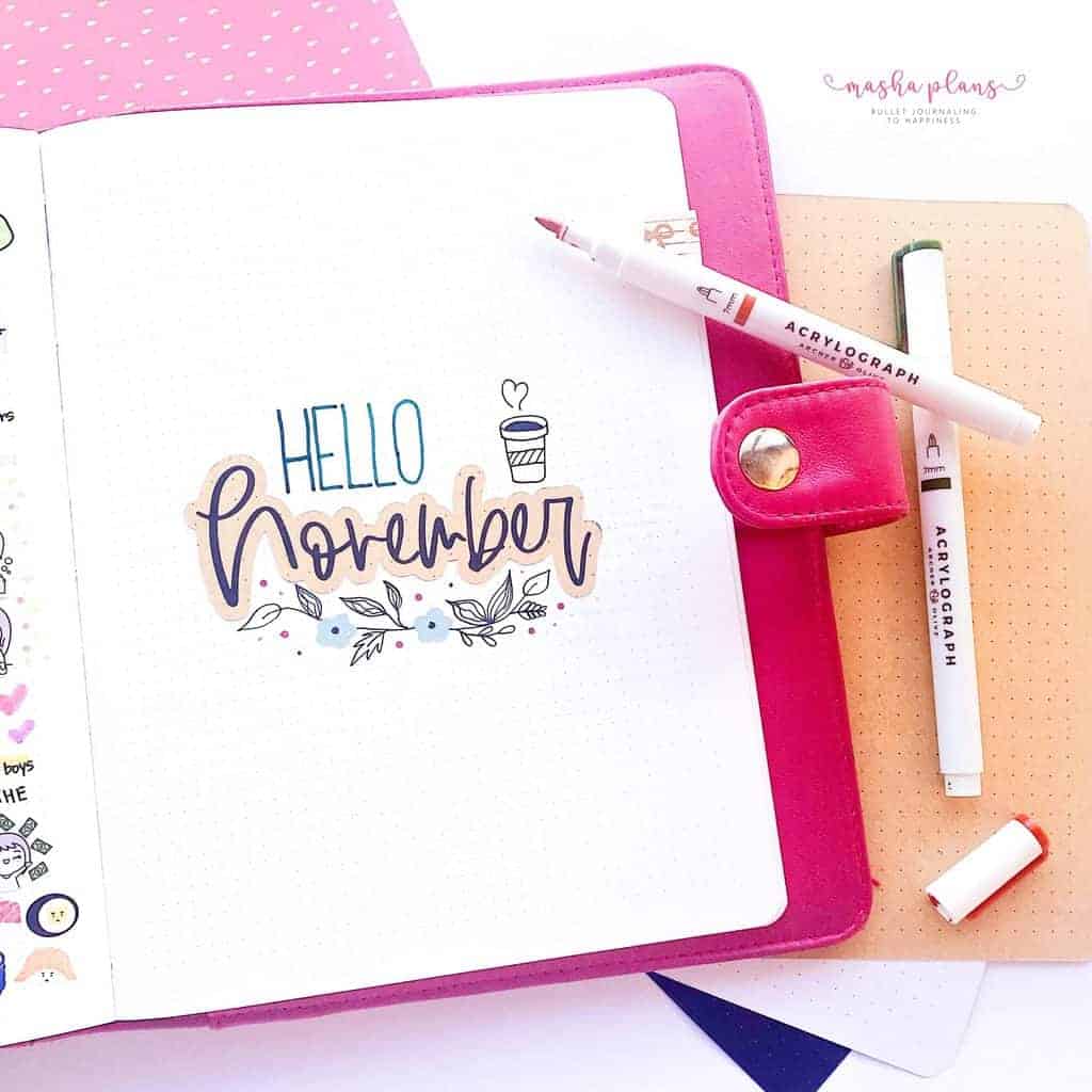 Cozy Fall Bullet Journal Setup: November Plan With Me, cover page | Masha Plans