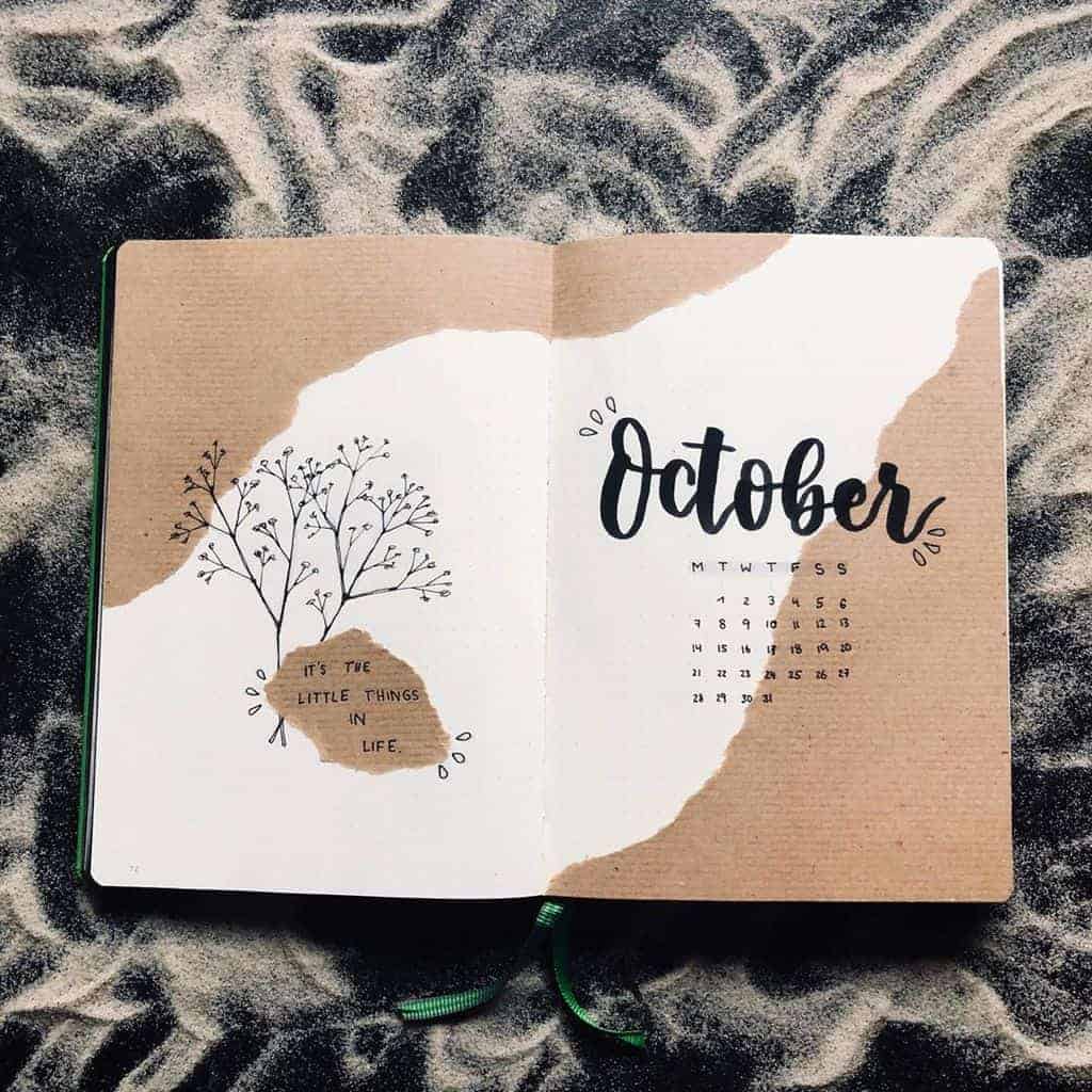  Kraft Paper Fall Bullet Journal Inspirations - cover page by @january._journal | Masha Plans