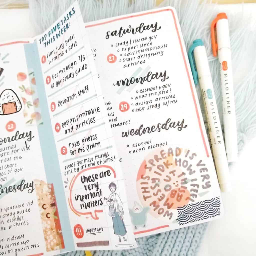 Bullet Journal Weekly Log by @lazyeggdesk | Masha Plans