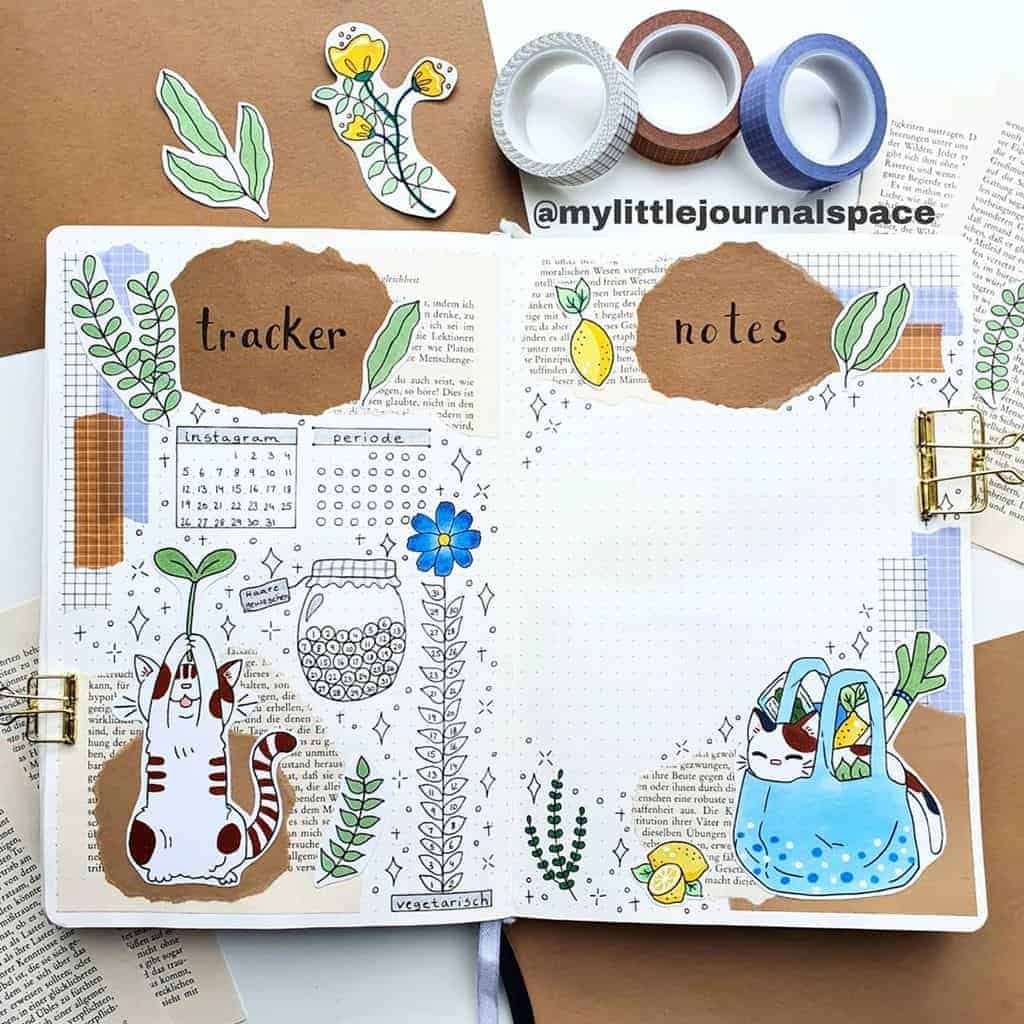 Kraft Paper Fall Bullet Journal Inspirations - habit tracker by @mylittlejournalspace | Masha Plans