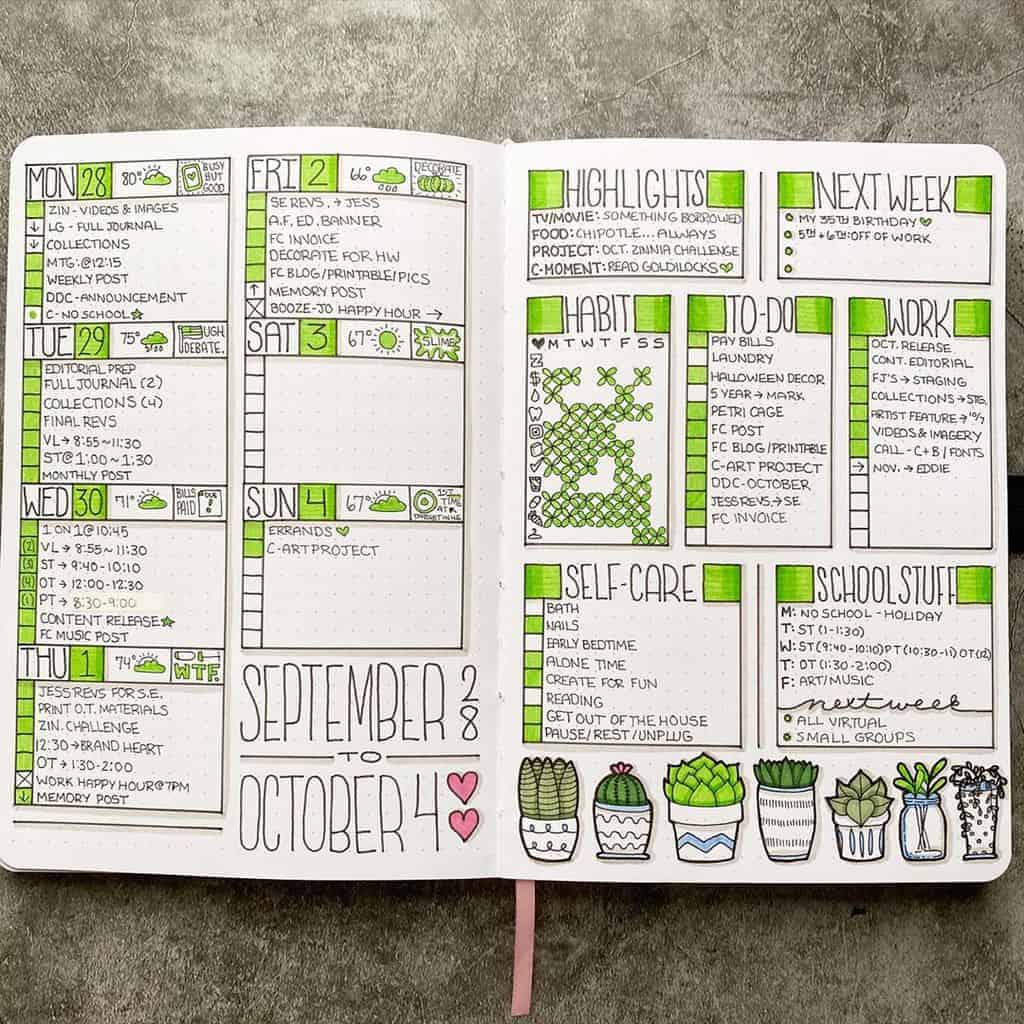 Bullet Journal Weekly Log by @plansthatblossom | Masha Plans