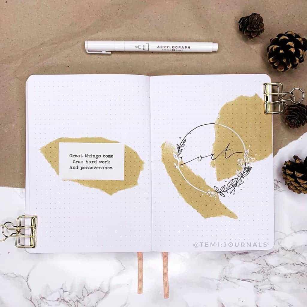 Kraft Paper Fall Bullet Journal Inspirations - cover page by @temi.journals | Masha Plans