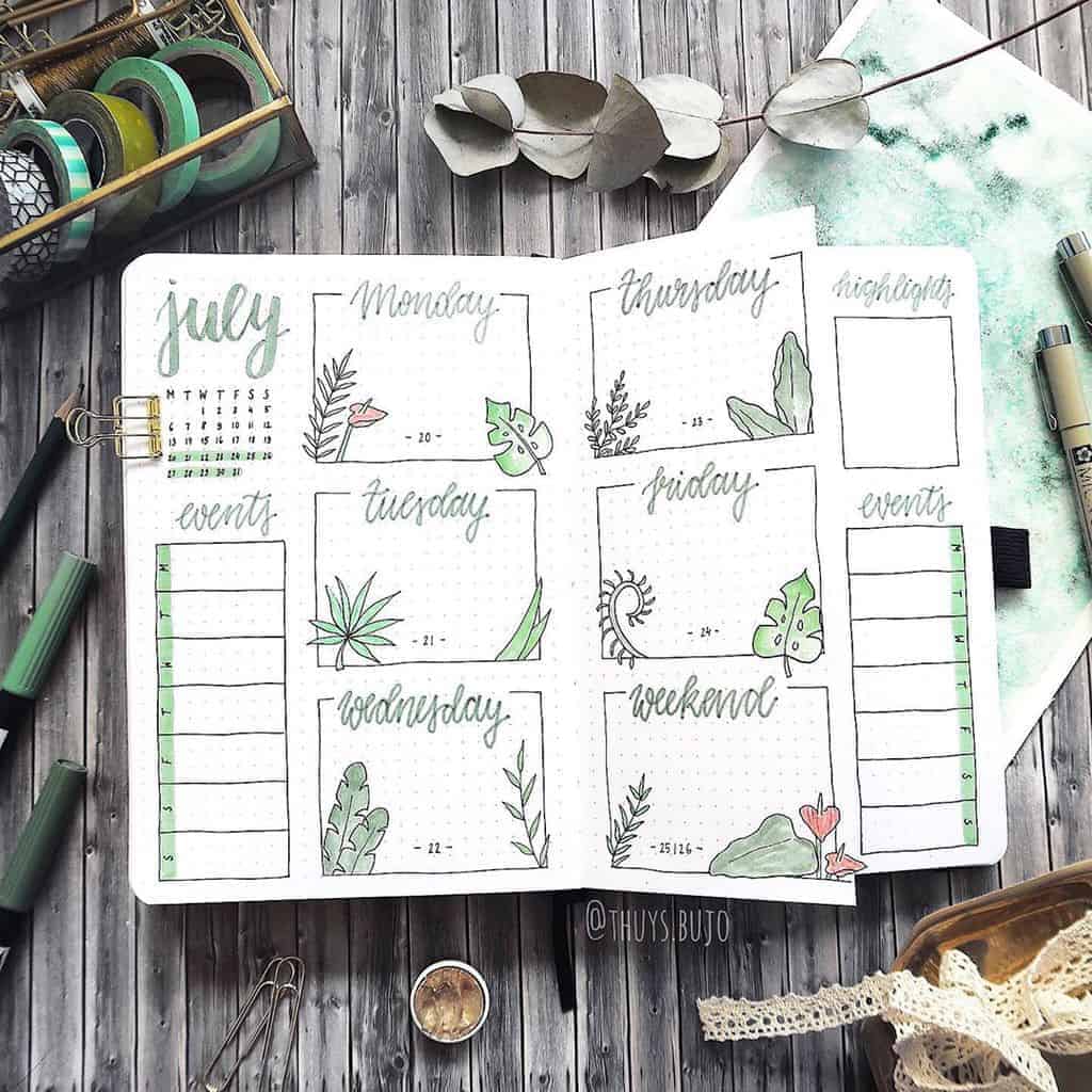 Bullet Journal Weekly Log by @thuys.bujo | Masha Plans