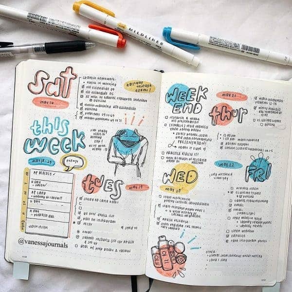 65 Gorgeous and Easy Bullet Journal Weekly Spreads To Try Right Now ...