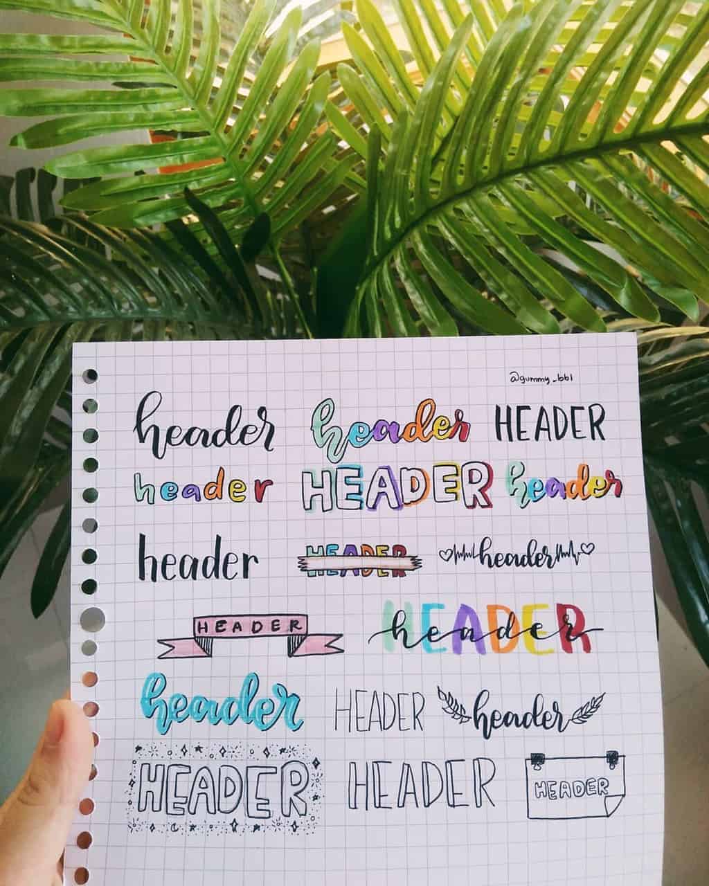 Bullet Journal Headers, ideas by @gummy_bbl | Masha Plans