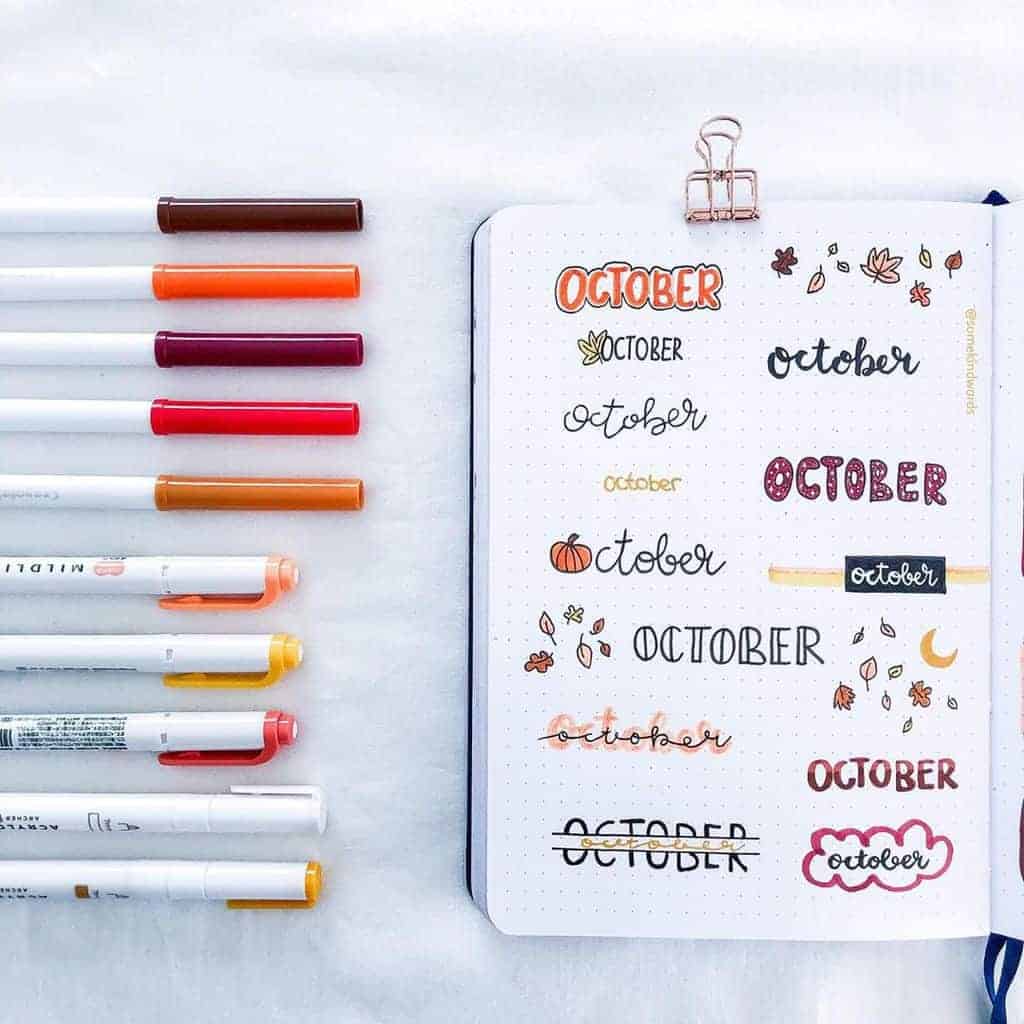 Bullet Journal Headers, ideas by @somekindwords | Masha Plans