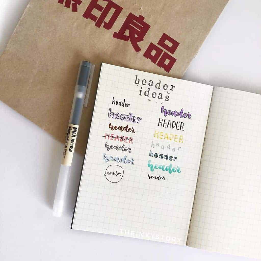Bullet Journal Headers, ideas by @theinkystory | Masha Plans