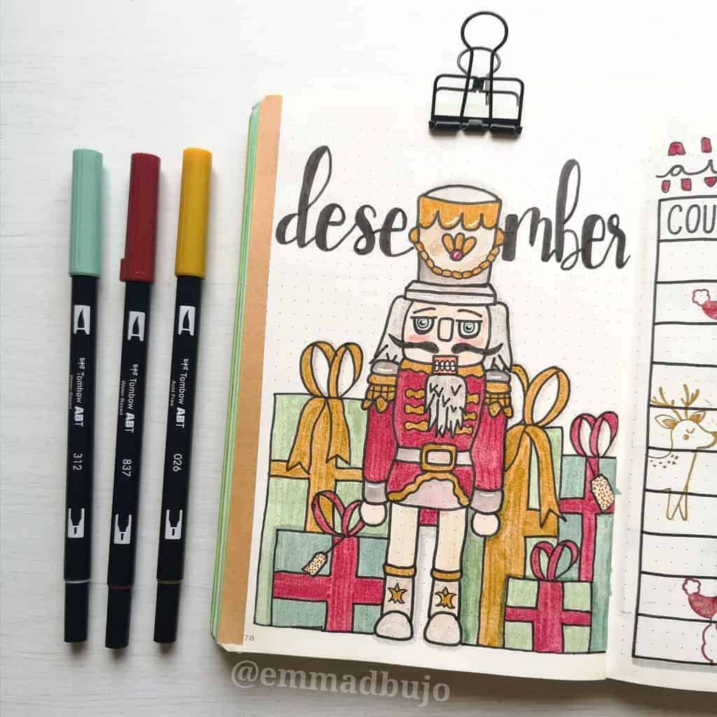 Winter Bullet Journal Theme Ideas, cover page by @emmadbujo | Masha Plans