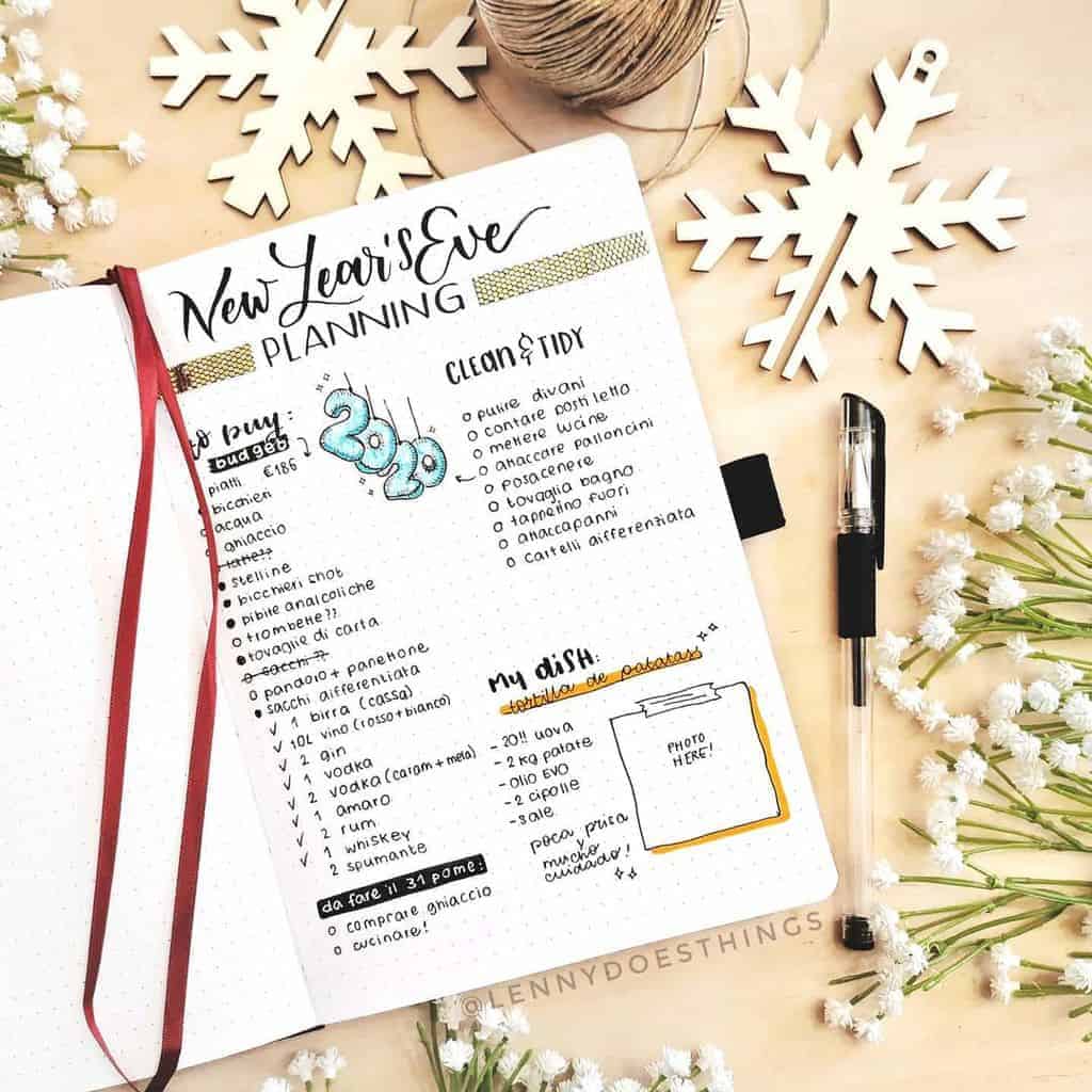 Winter Bullet Journal Inspirations, party planning spread by @lennydoesthings | Masha Plans