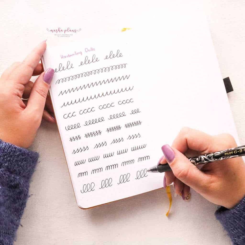 Simple Tricks To Improve Your Handwriting, do the drills | Masha Plans