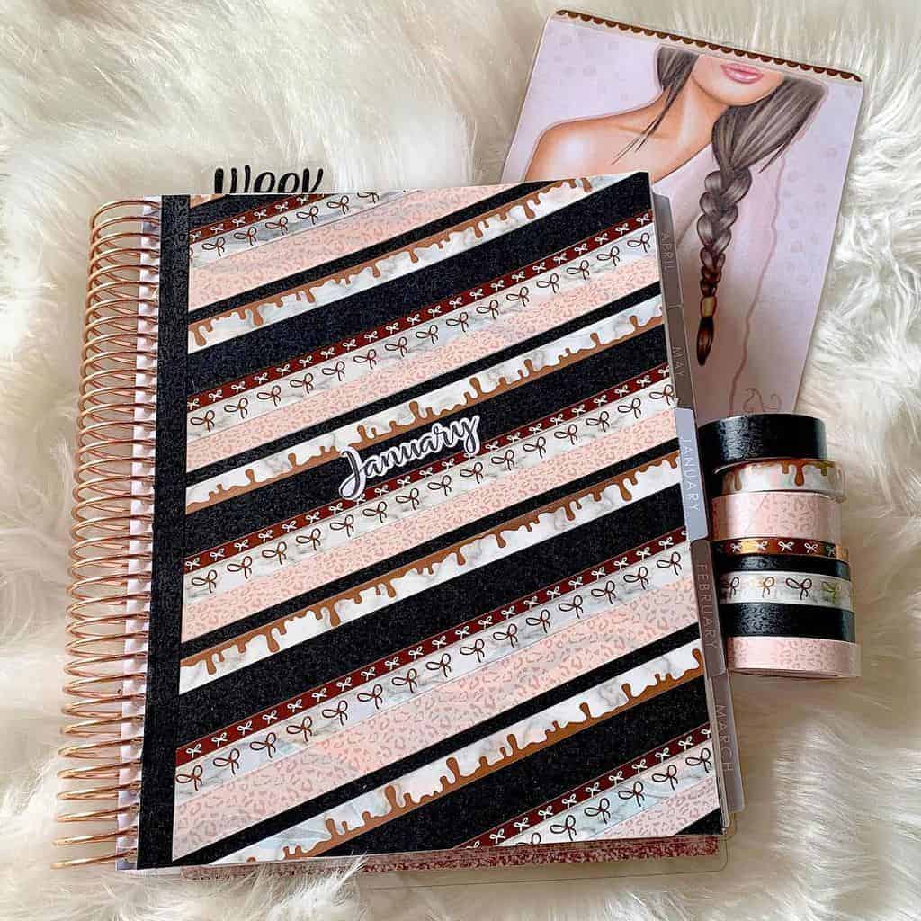 Washi Tape Ideas To Use In Your Bullet Journal, decorate planner cover | Masha Plans