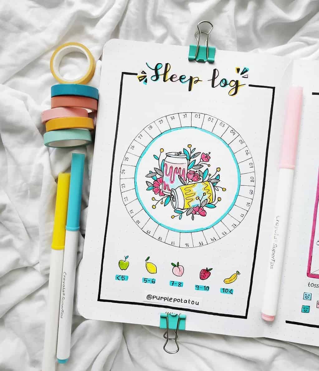 Bullet Journal Sleep Tracker by @purplepotatou | Masha Plans