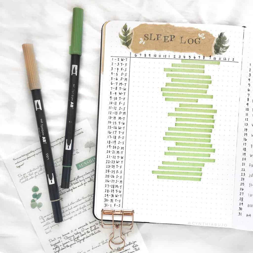 Bullet Journal Sleep Tracker by @cynthiabujo | Masha Plans