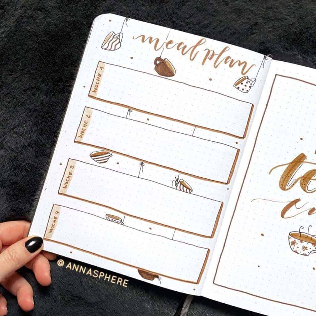 Bullet Journal Meal Planning Spread by @annasphere | Masha Plans