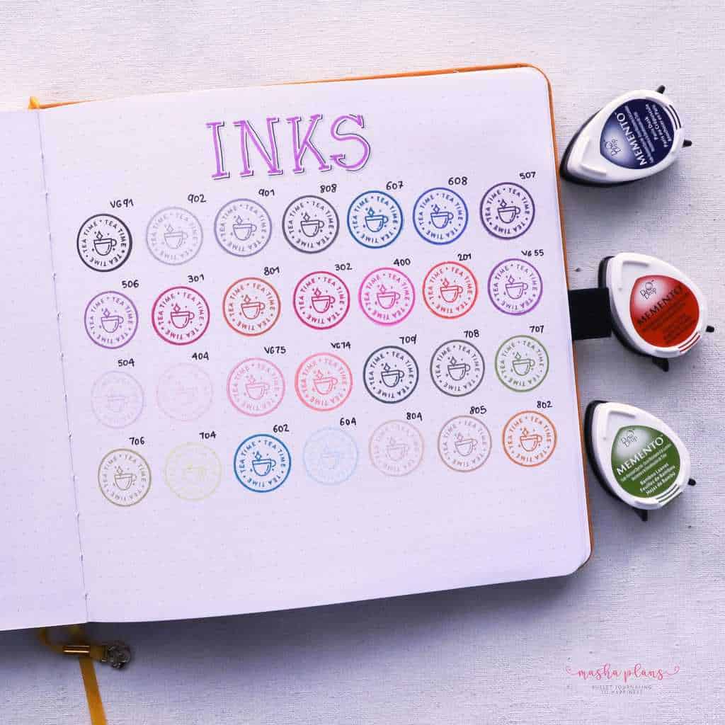 How To Use Bullet Journal Stamps, ink collection | Masha Plans
