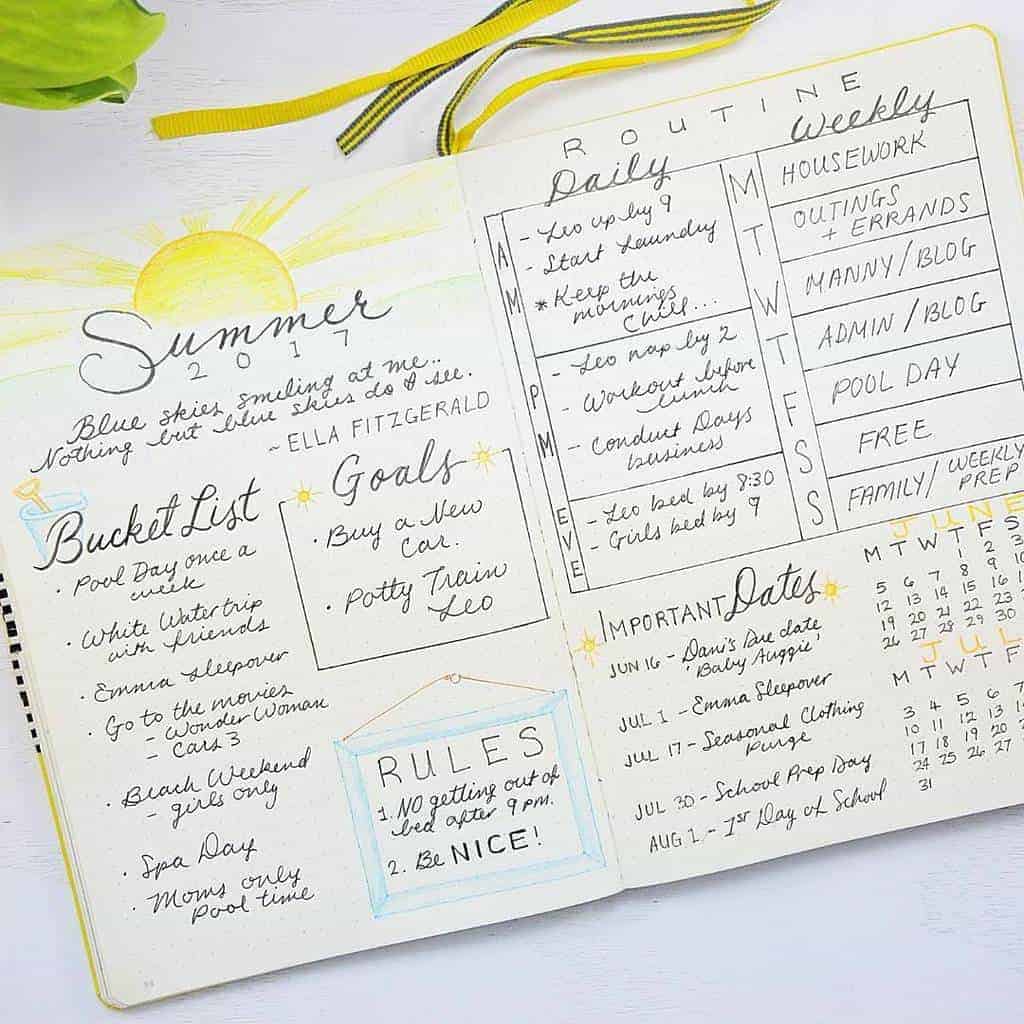 Fantastic Summer Bullet Journal Page Ideas, summer plans page by @sheenaofthejournal | Masha Plans