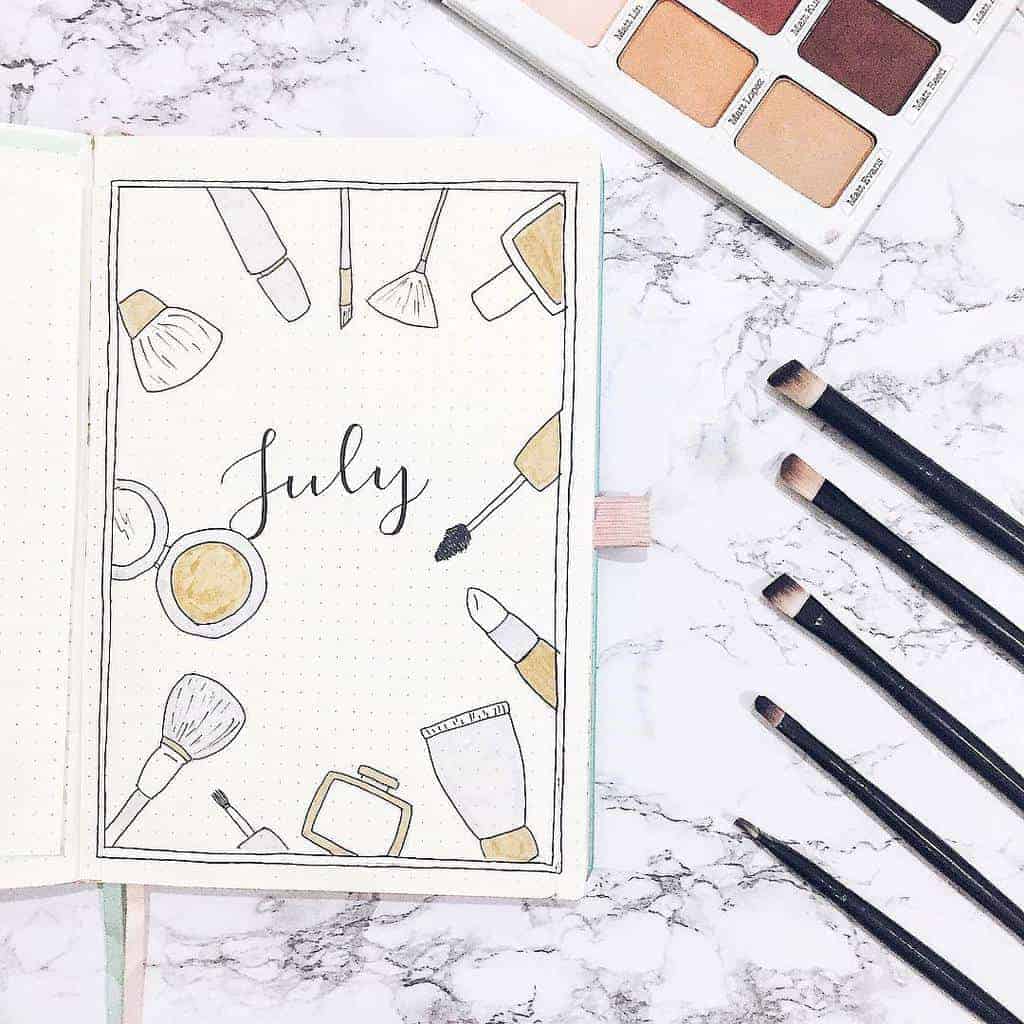 Makeup Bullet Journal Theme Inspirations, cover page by @amizaomar | Masha Plans