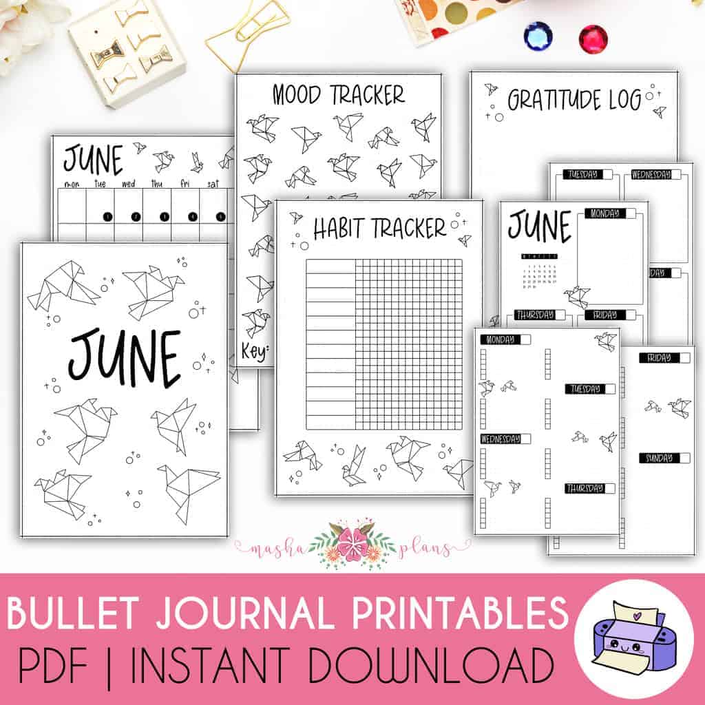 2021 Printable June Bullet Journal Setup | Masha Plans