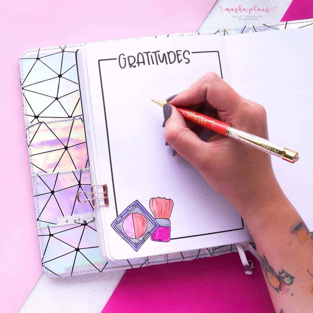 Makeup Bullet Journal Theme Inspirations, gratitude log | Masha Plans