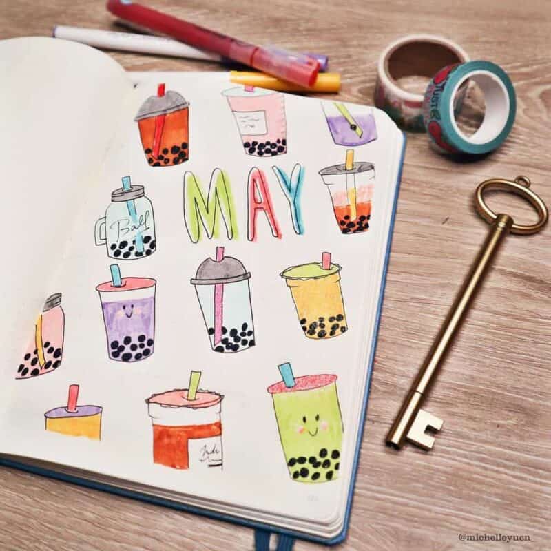 Bubble (Boba) Tea Bullet Journal Theme Inspirations Masha Plans