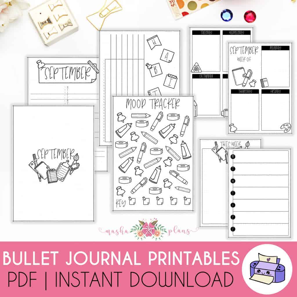 Printable September Bullet Journal Setup | Masha Plans