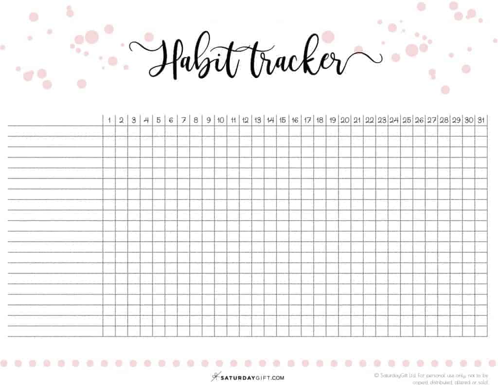 Daily Habit Tracker By Saturday Gift | Masha Plans