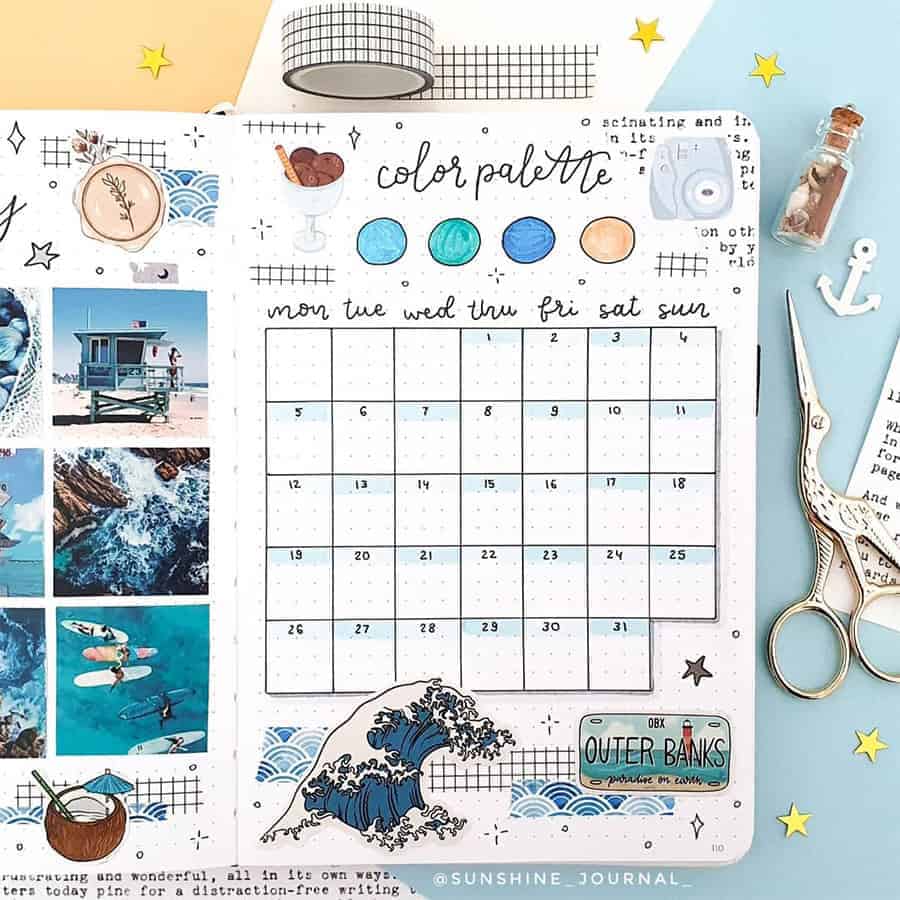 Bullet Journal Monthly Calendar Spread by @ sunshine_journal_ | Masha Plans
