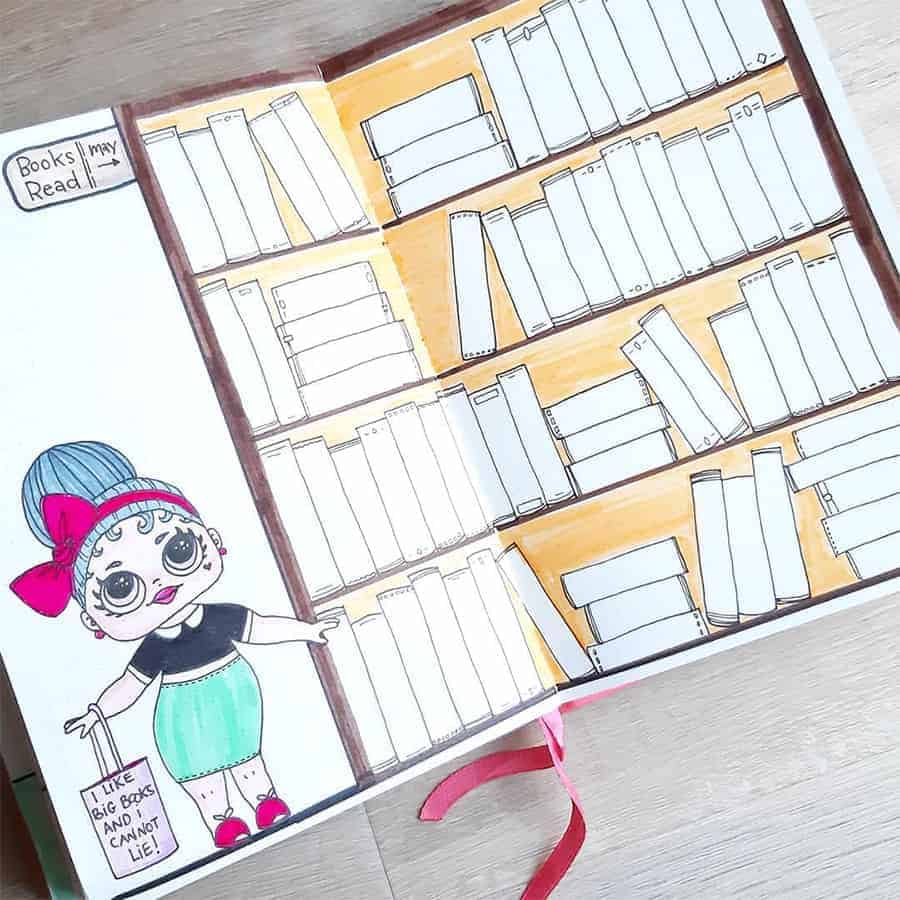 Cute Bullet Journal Book Tracker by @lillebujo | Masha Plans