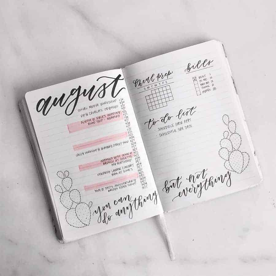 Vertical Bullet Journal Calendar Spread by @viacalligraphy | Masha Plans