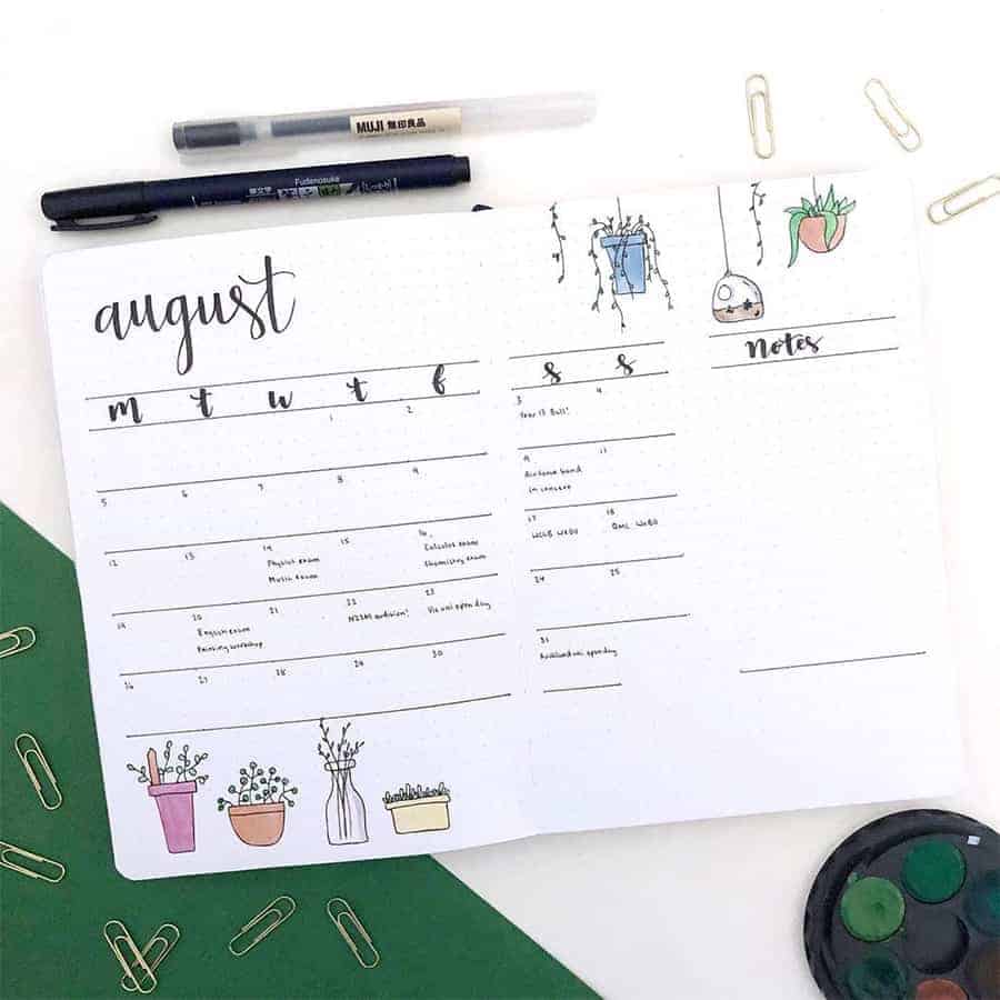 Bullet Journal Calendar Spread by @bujowithstax | Masha Plans