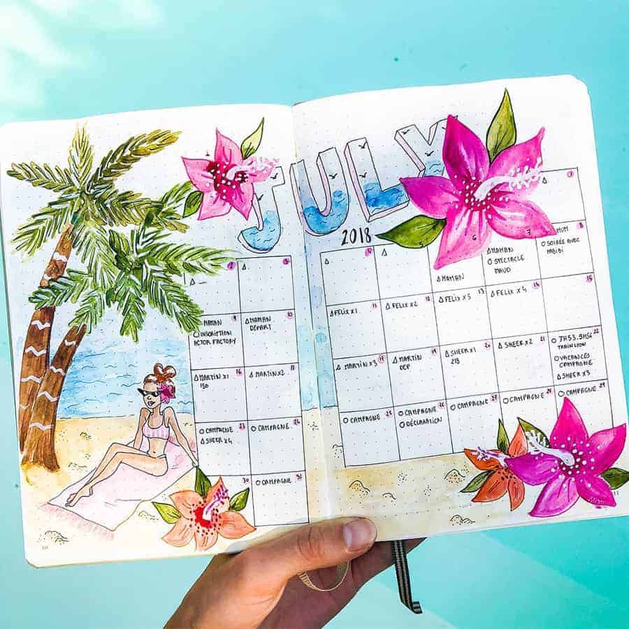 Bullet Journal Calendar Spread by @constancechel | Masha Plans
