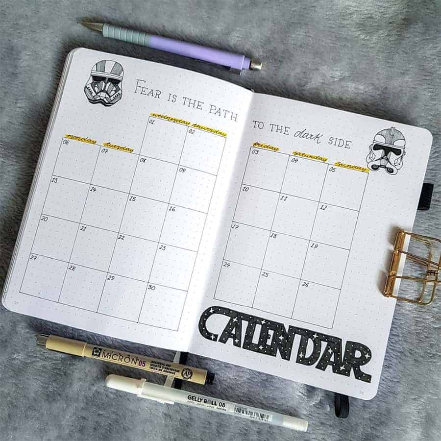 Bullet Journal Calendar Spread by @casual_bullet | Masha Plans