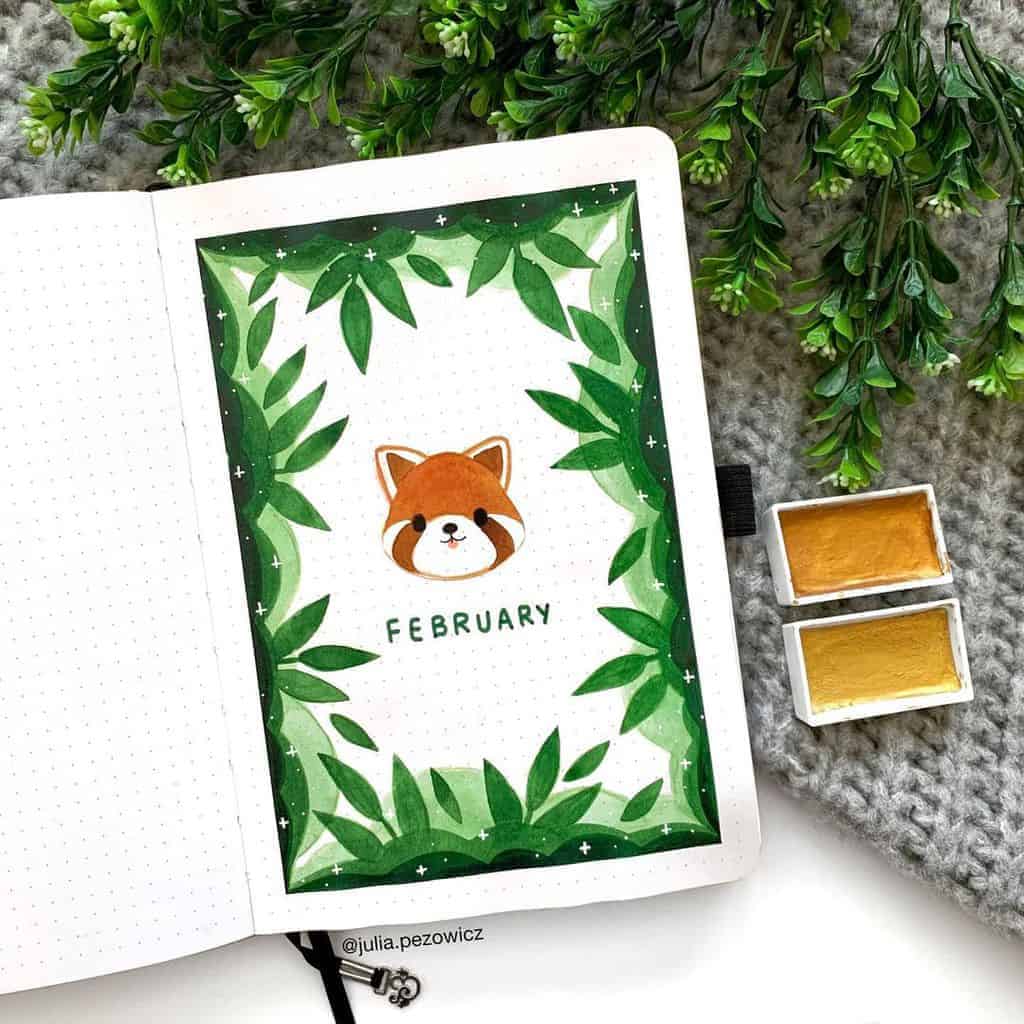 February Bullet Journal Theme Ideas - cover page by @ julia.pezowicz | Masha Plans