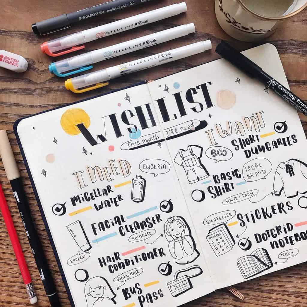 Bullet Journal Wish List by @d.oceane_ | Masha Plans