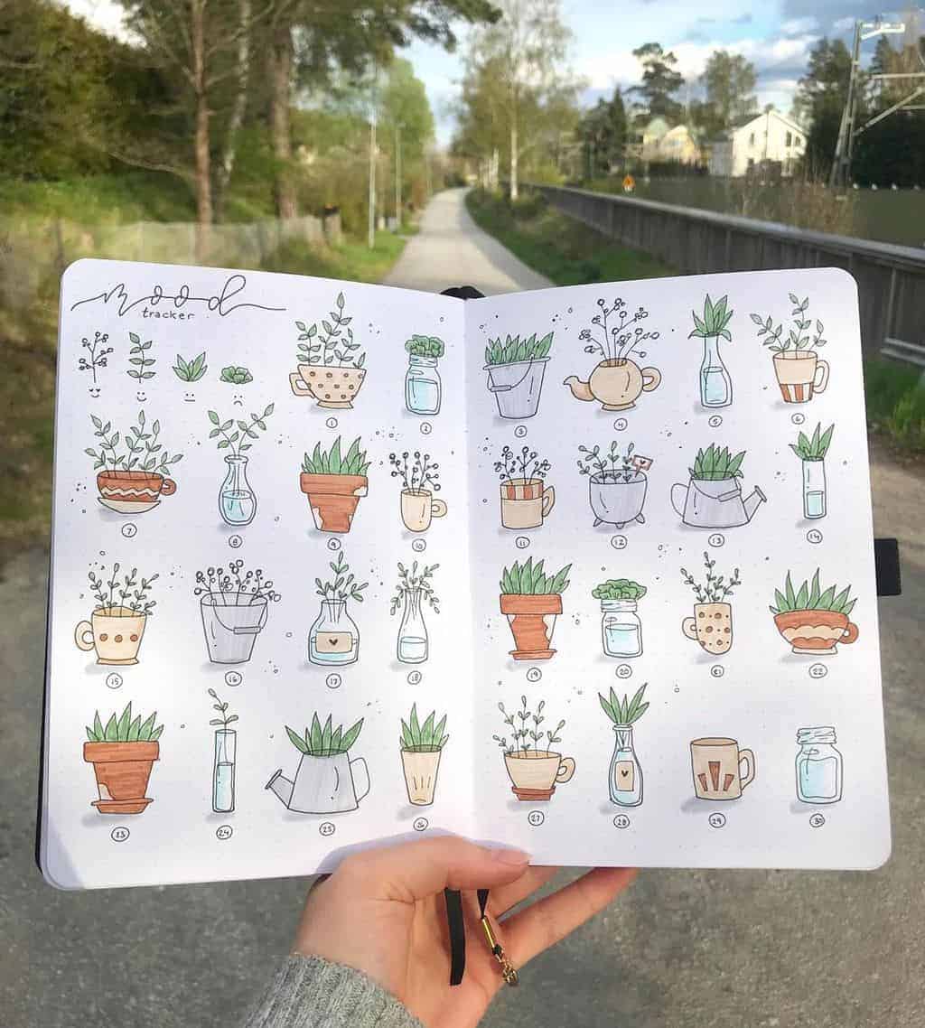 Succulent Themed Mood Tracker by @bulletwithe