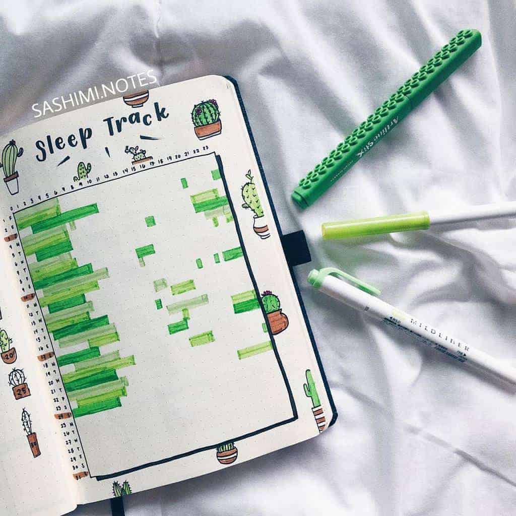 Succulent Themed Sleep Tracker by @paigey.study
