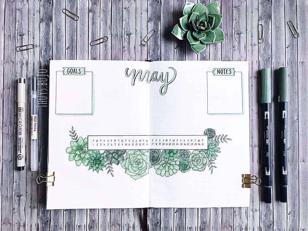 Succulent monthly log by @thuys.bujo