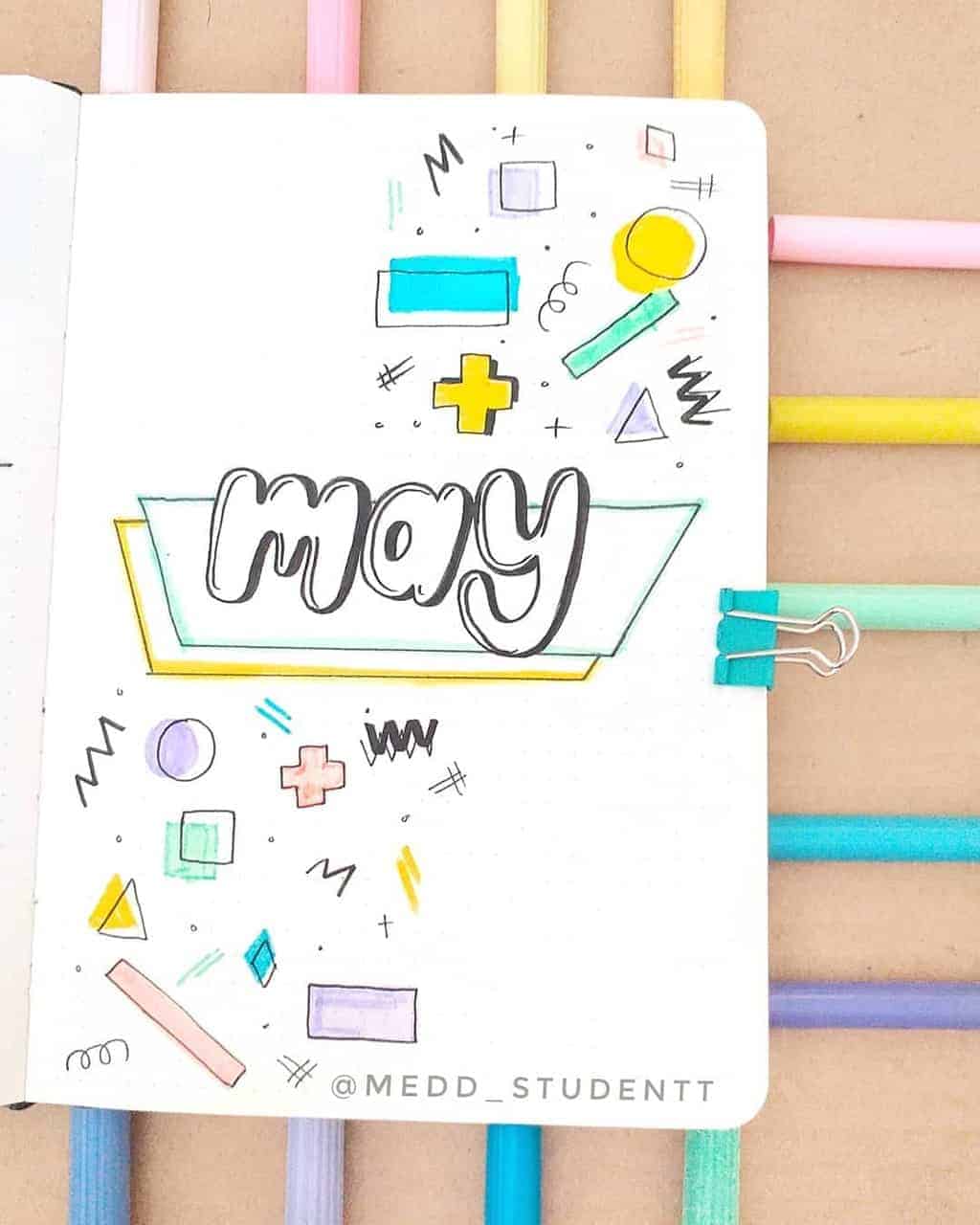 May Bullet Journal Ideas - cover page by @medd_studentt
