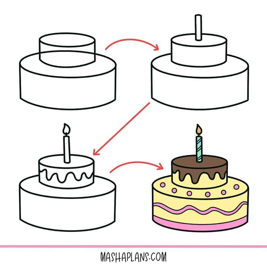 Easy and Cute Doodles - birthday cake