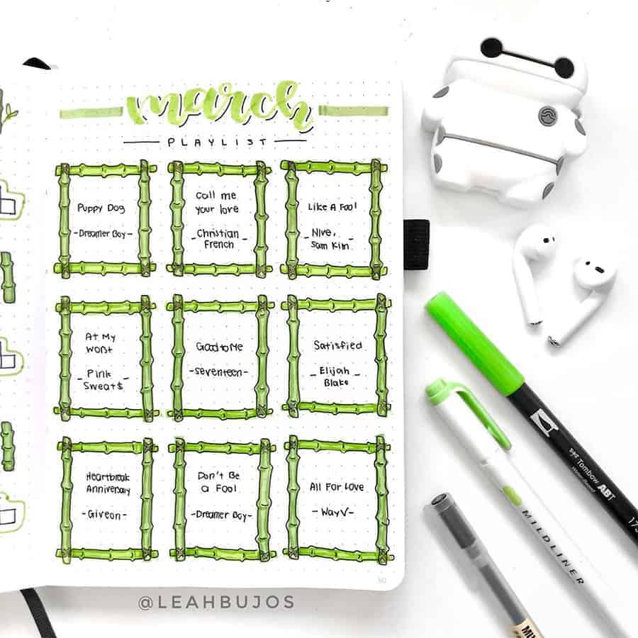 Aesthetic Bullet Journal Playlist Spreads ⋆ Sheena of the Journal