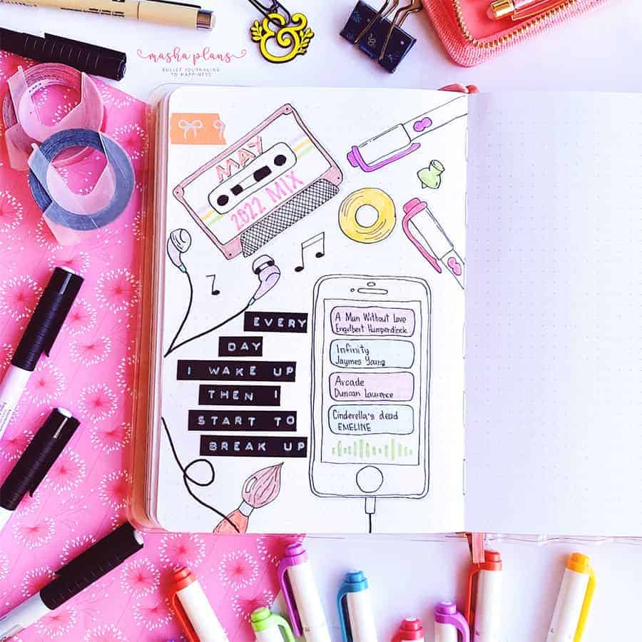 Aesthetic Bullet Journal Playlist Spreads ⋆ Sheena of the Journal