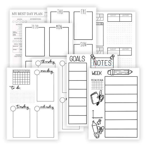 Free Printable Bullet Journal Weekly Spreads