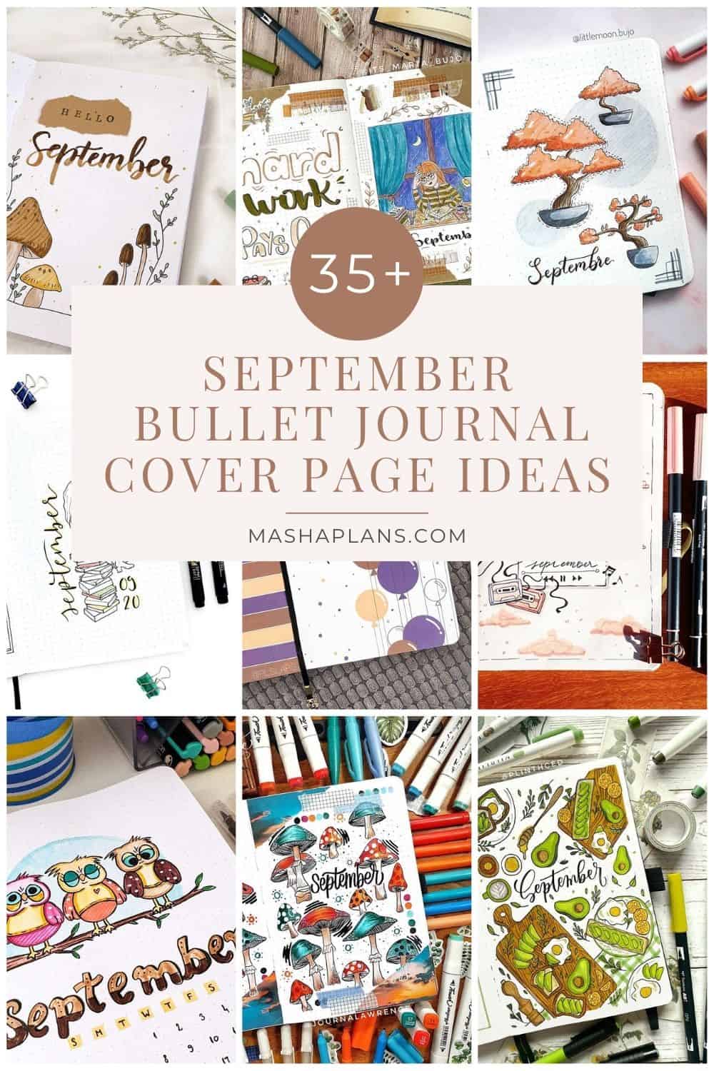 35+ September Bullet Journal Cover Page Ideas | Masha Plans