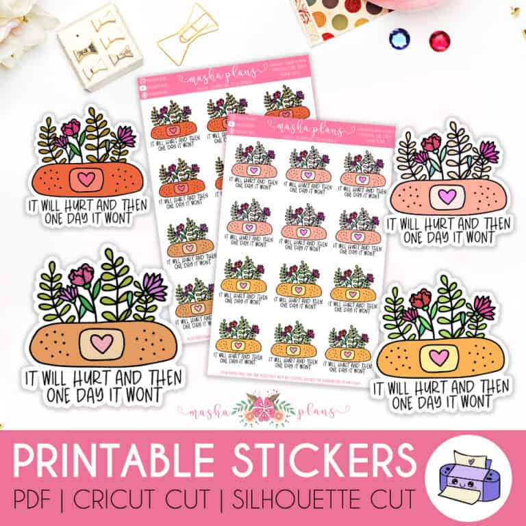 "One Day It Won't Hurt" Stickers Masha Plans