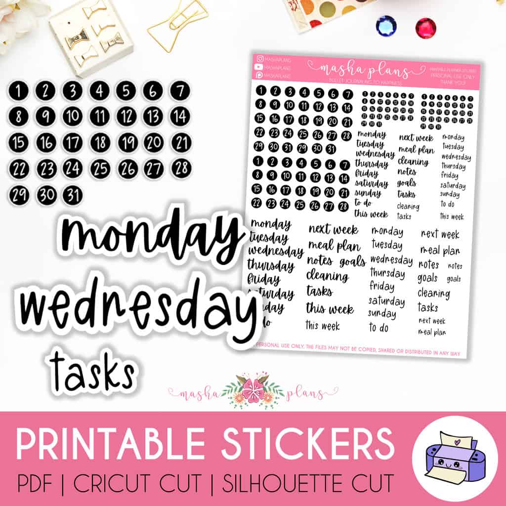 Days of the week stickers for planners - Station Stickers