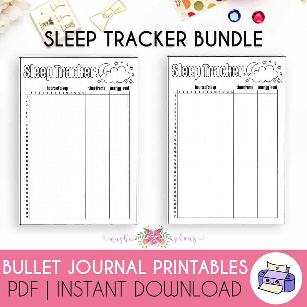 Sleep Tracker Bundle (3 Sleep Trackers, 30 and 31 Days) | Masha Plans