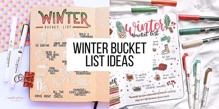 Winter Bucket List Bullet Journal Page Ideas