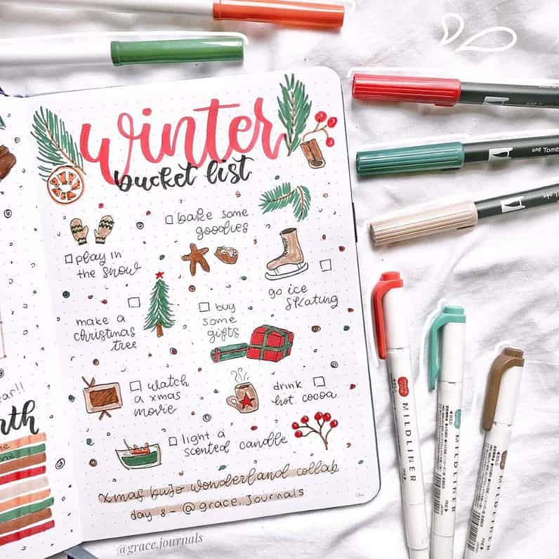 11 Winter Bucket List Bullet Journal Page Ideas Masha Plans