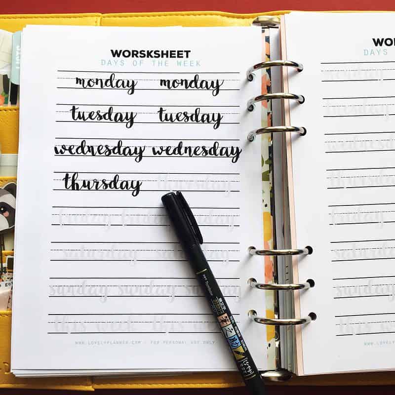 Free Hand Lettering Worksheets | Masha Plans