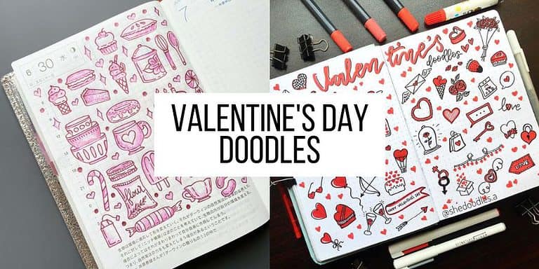 Bullet Journal Valentine’s Day Doodles